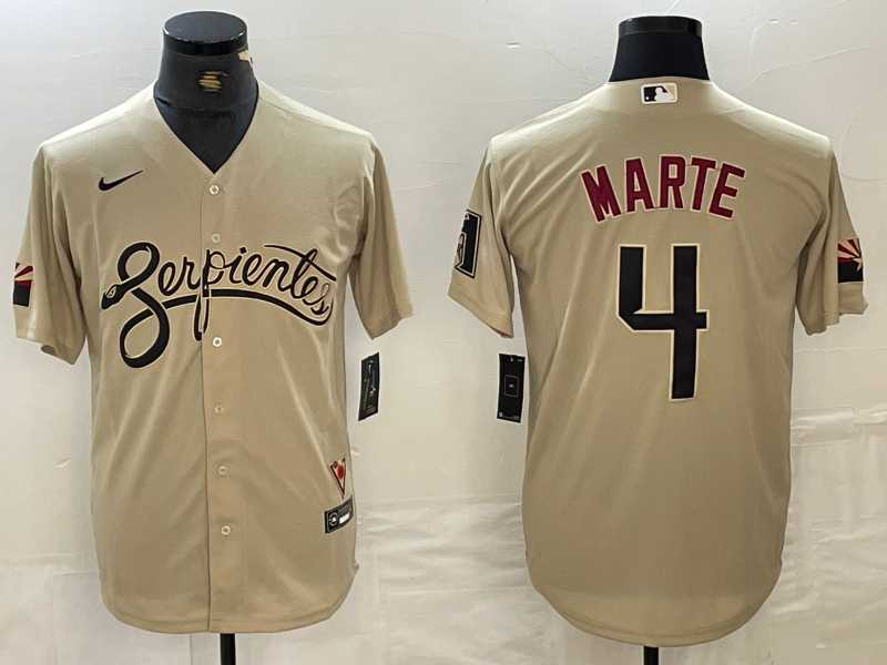 Men%27s Arizona Diamondback #4 Ketel Marte 2021 Gold City Connect Cool Base Stitched Jersey